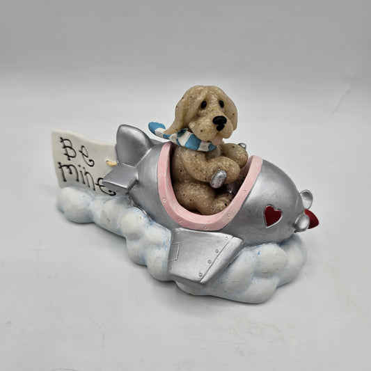 Quarry Critters "Be Mine" Figurine - Cute Puppy Dog Flying Plane with Banner