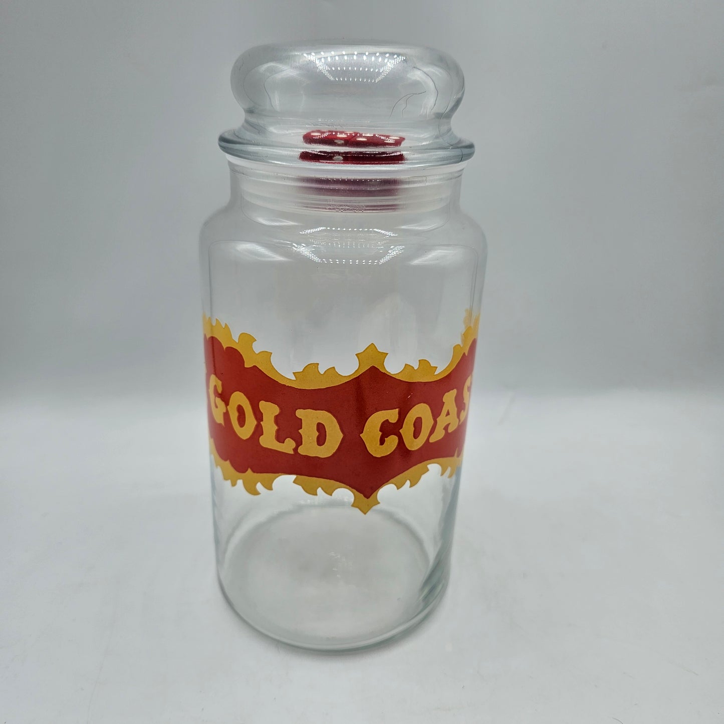 Vintage Gold Coast Casino Las Vegas Glass Lidded Jar with Dice