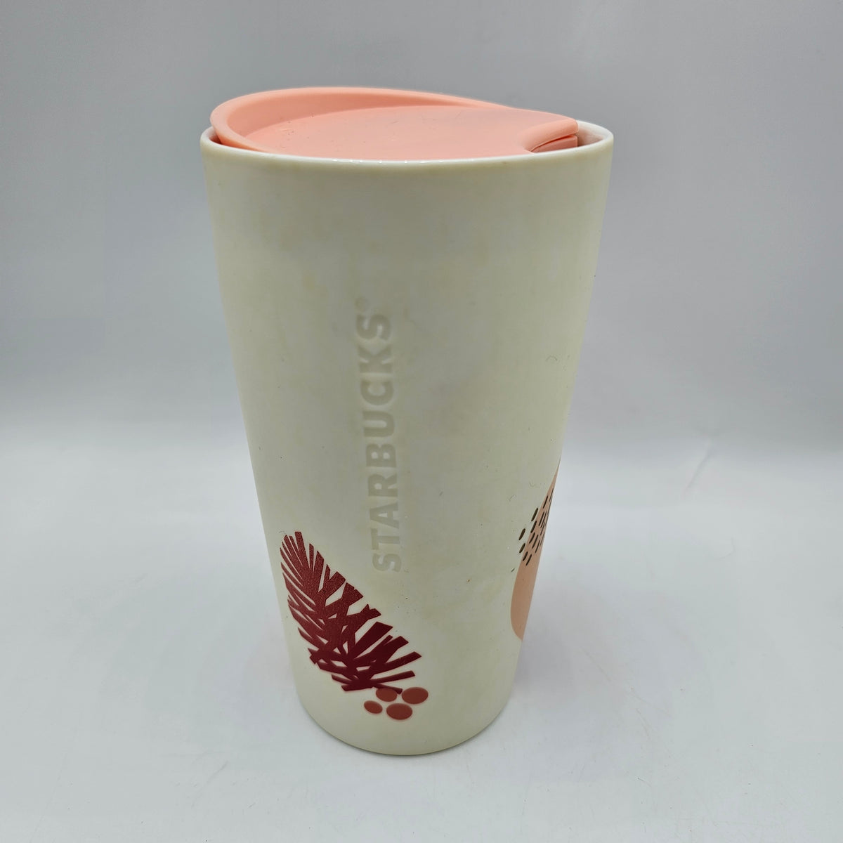 Starbucks Peach Pinecone Ceramic Travel Tumbler Mug with Lid 12oz - 2019