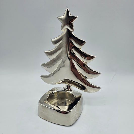 Silver Plated Christmas Tree Tealight Candle Holder