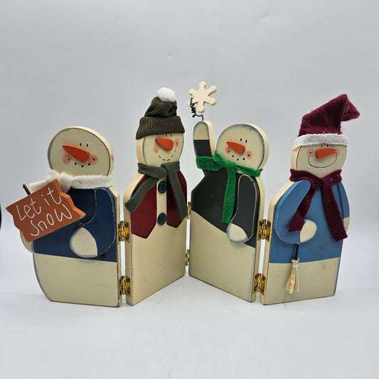 Hinged Painted Wood Snowman Decor