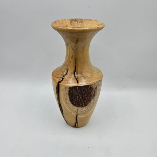 Turned Wood Vase with Glass Insert