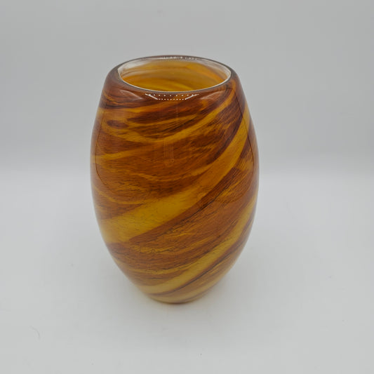 Anchor Bend Glassworks Mooring Votive Amber Swirl Candle Holder - Signed