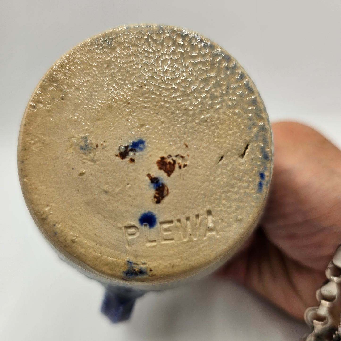 Vintage Blue Floral Salt Glazed Creamer by Plewa