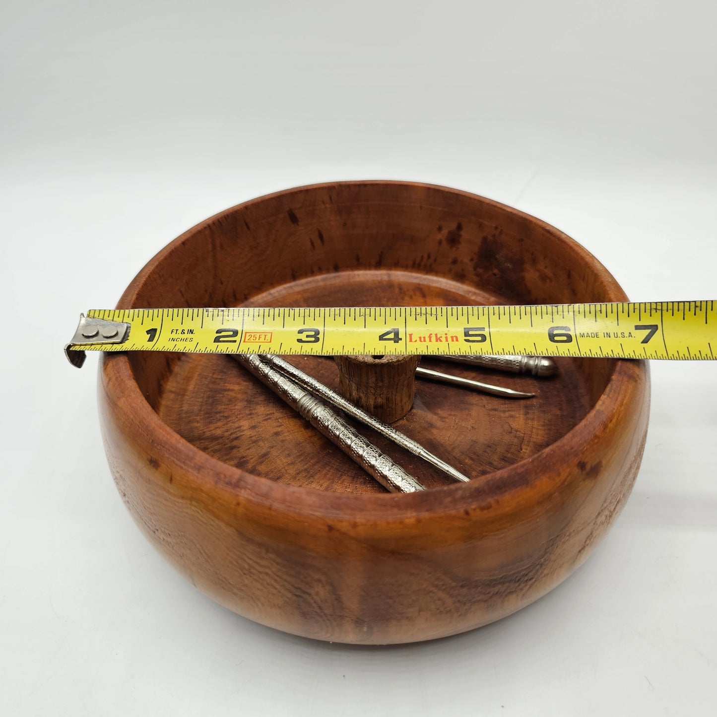 Carved Teak Wood Nut Dish, Metal Nut Crackers, and 2 Nut Picks