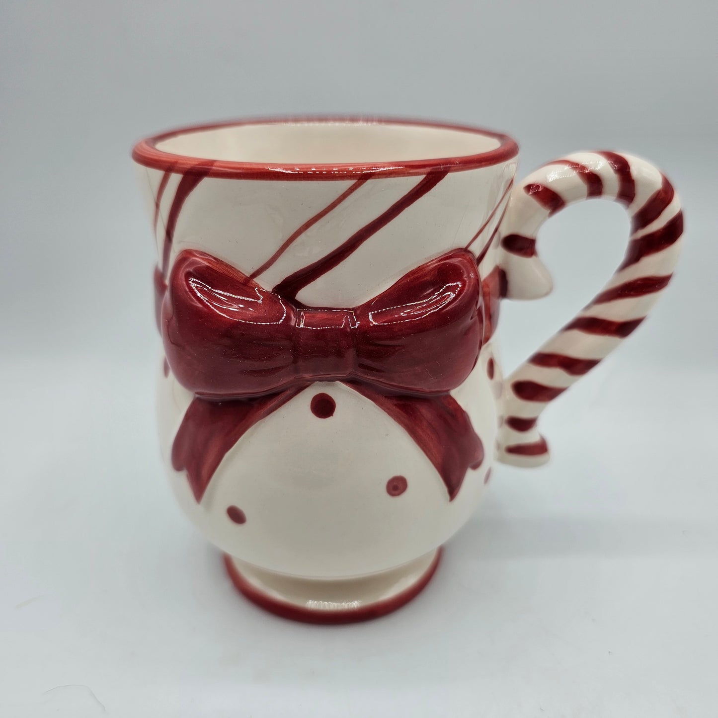 Polka Dot and Bow Candy Striped Mug and Plate Set