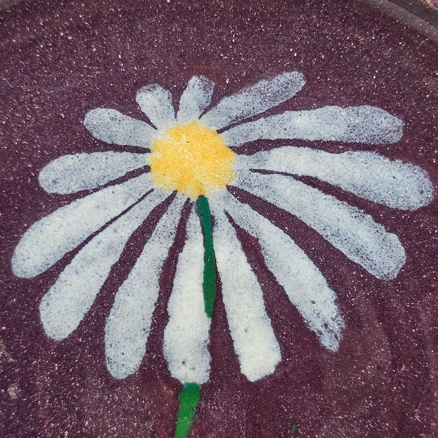 Artisan Pottery Spoon Rest /Sponge or Soap Dish - Purple with Daisy Flower