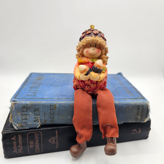 Fall Acorn Shelf Sitter Boy Doll Ornament