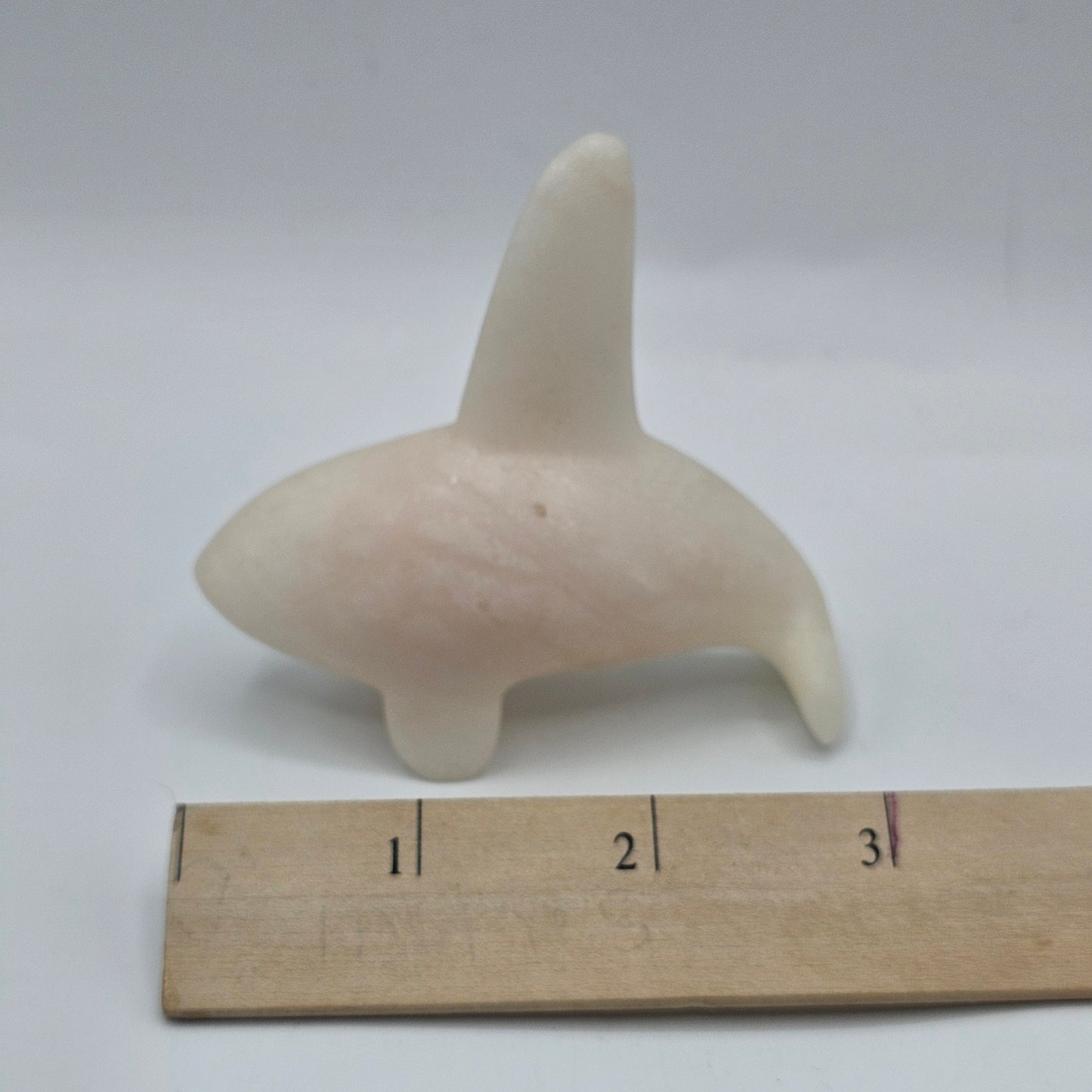 Red Sky Studios Polished Pink Stone Killer Whale Native American Fetish Figurine - Signed, 2005