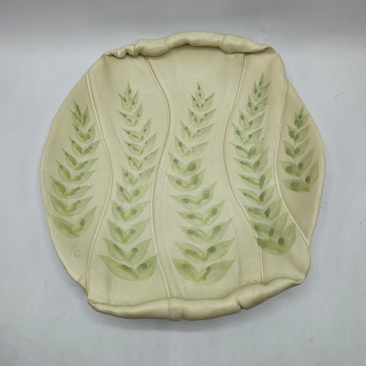 Hillborn Pottery of Canada Serving Platter with Rolled Edges and Fern Design