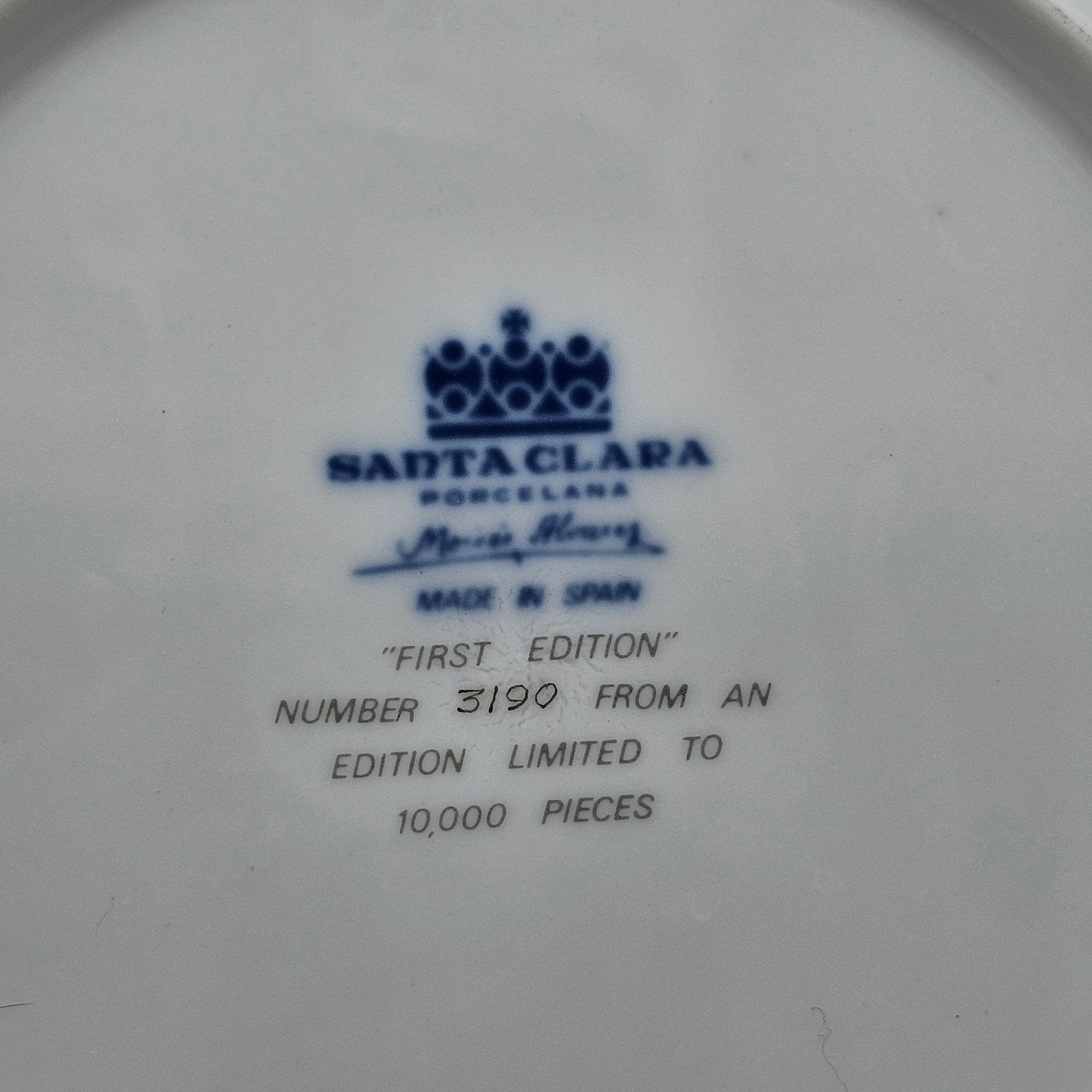 Santa Clara Porcelain Christmas Collector's plate 1976 - Made in Spain