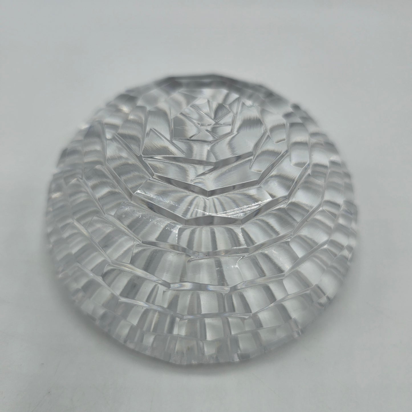 Vintage Leo Design Hand Cut Crystal Winter Rose Paperweight - Japan