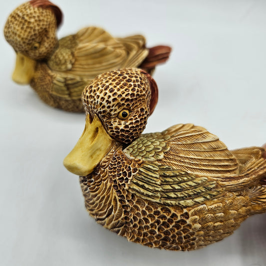 Harmony Kingdom Quiet Waters Tufted Ducks Pair Trinket Boxes with Hidden Egg - Made in England