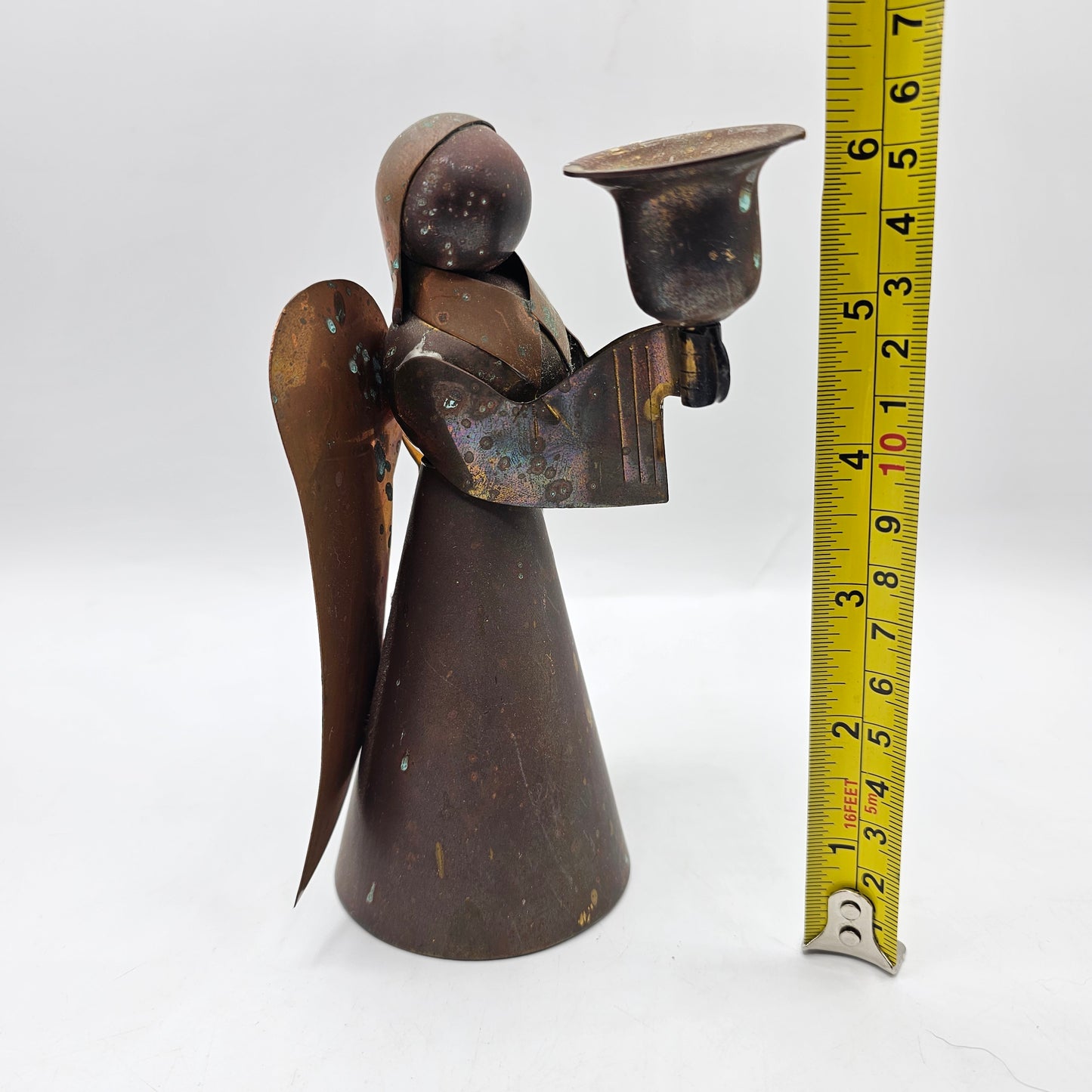 Small Brass Angel Taper Candlestick with Large Cup