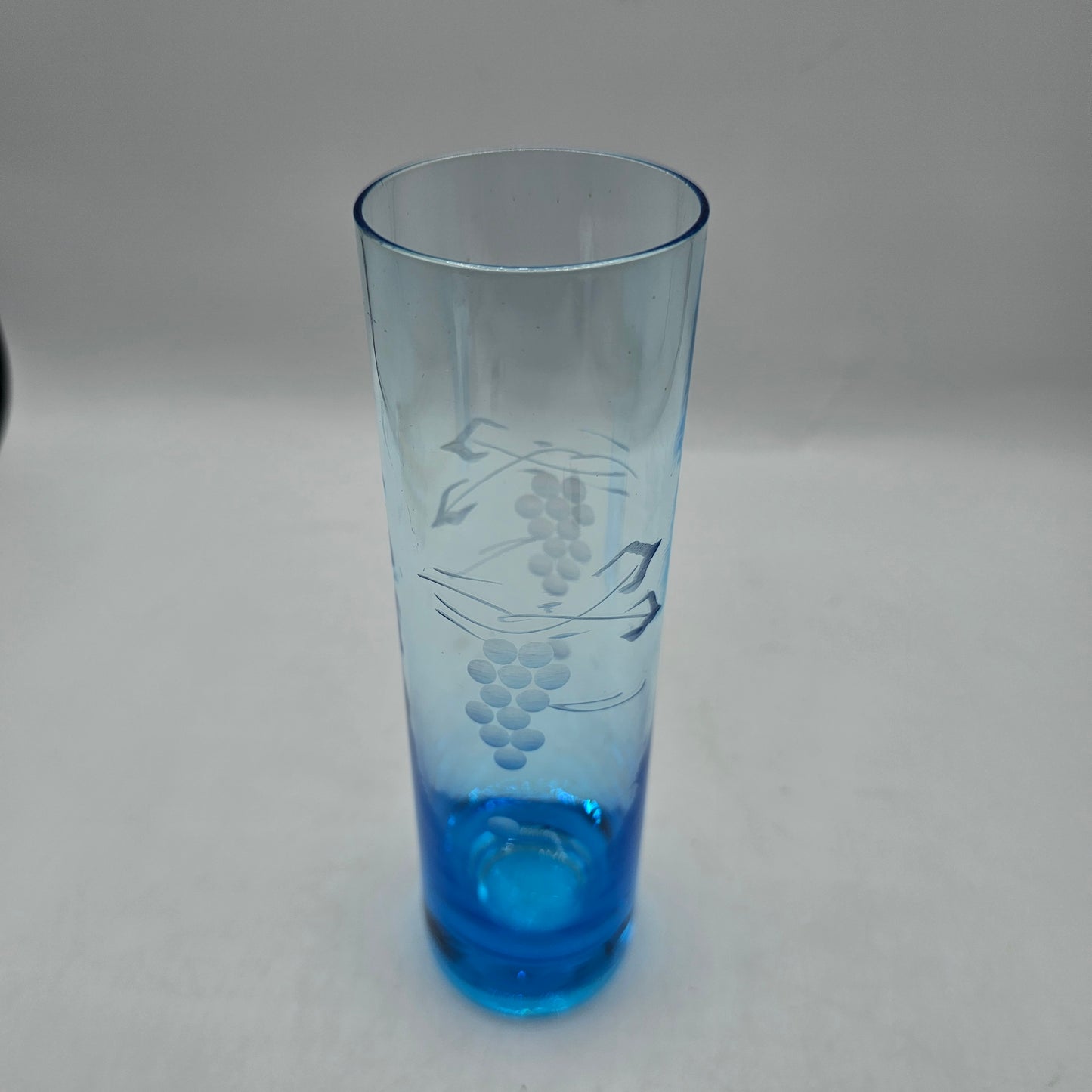Kronos Etched Blue Glass Bud Vase - Made in Poland #1