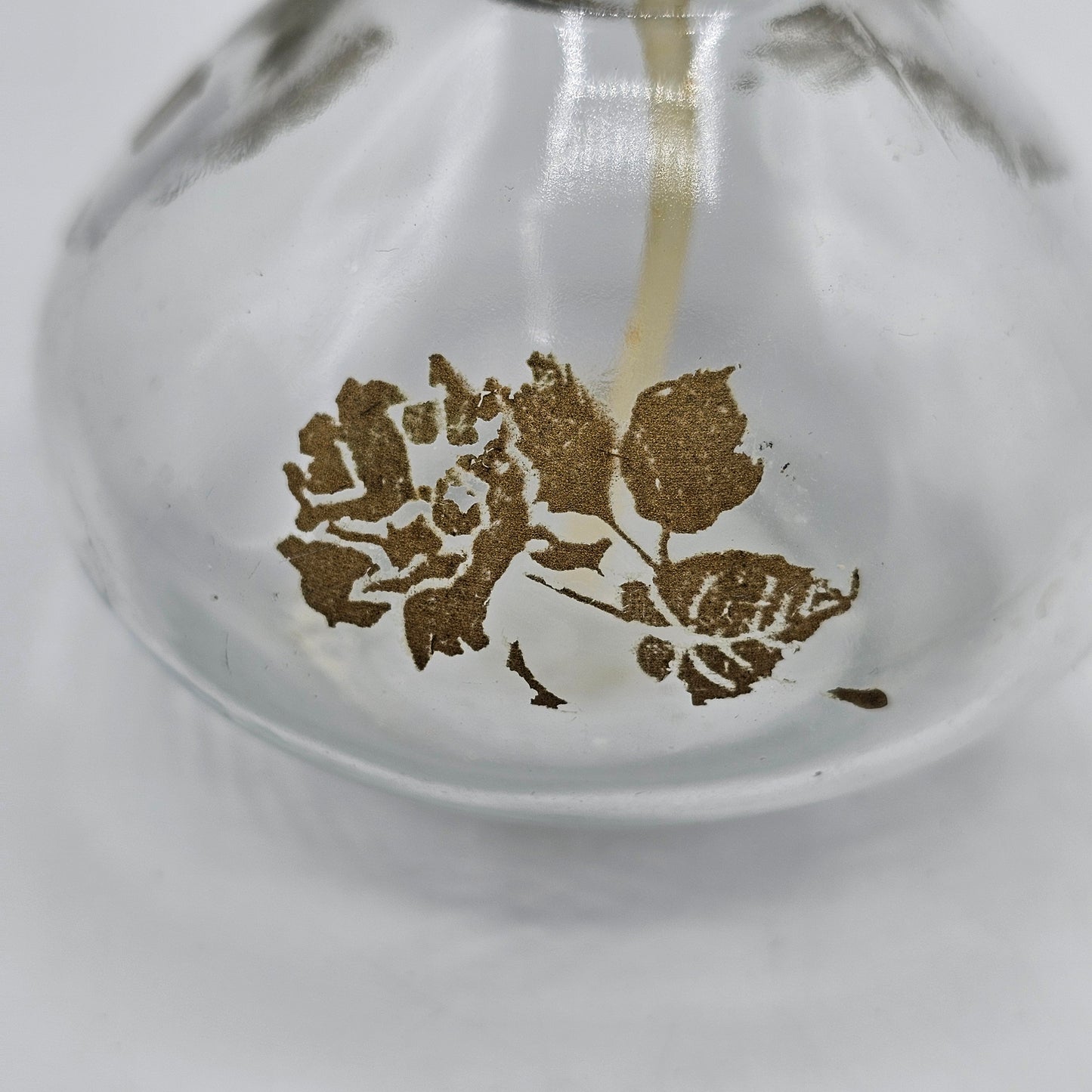 Vintage Glass Perfume Atomizer with Painted Gold Roses and Original Bulb