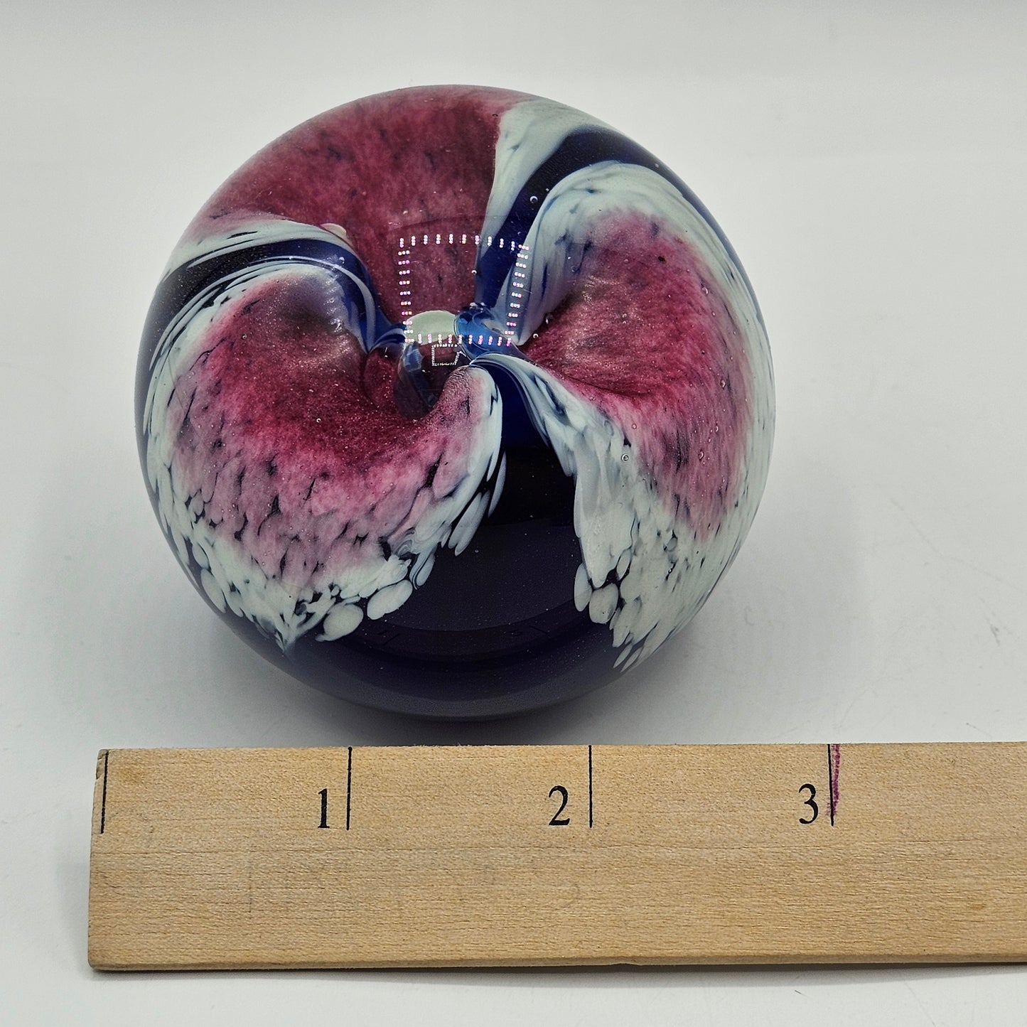 Glass Eye Studio Artisan Glass Floral Paperweight - Signed