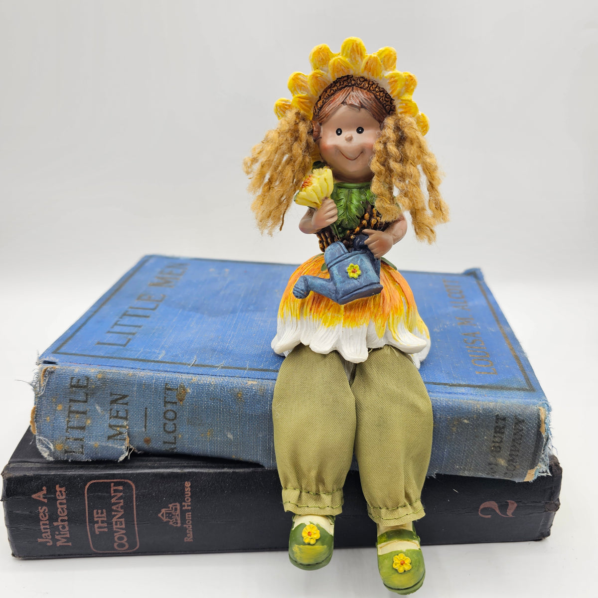 Sunflower or Daisy Shelf Sitter Girl Doll Ornament