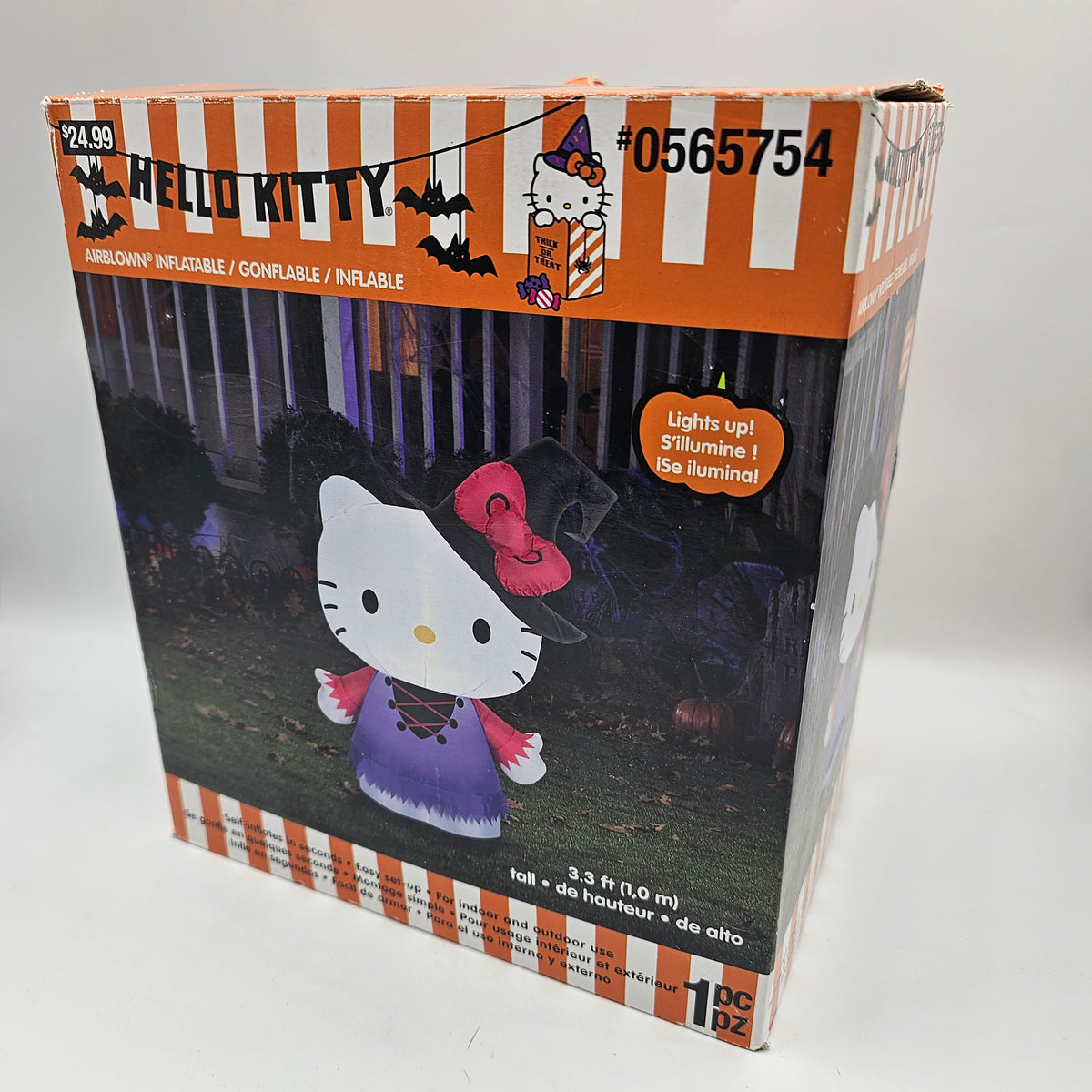Hello Kitty Inflatable Light Up Halloween Witch 3.3' Yard Decor - RARE