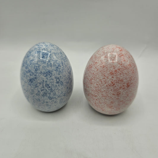 Pink and Blue Spongeware Style Ceramic Decorative Eggs