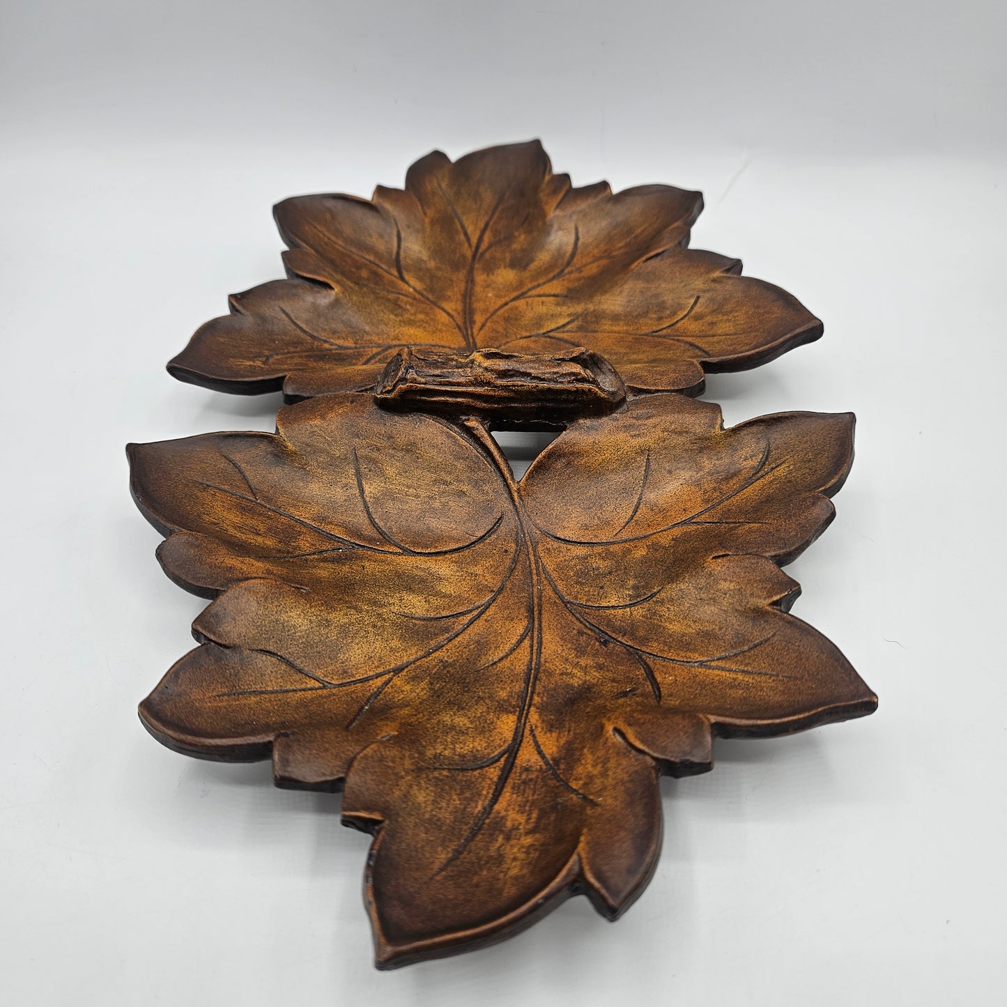 Vintage Double Maple Leaf Ceramic Trinket Tray sold by Gorsuch 2003
