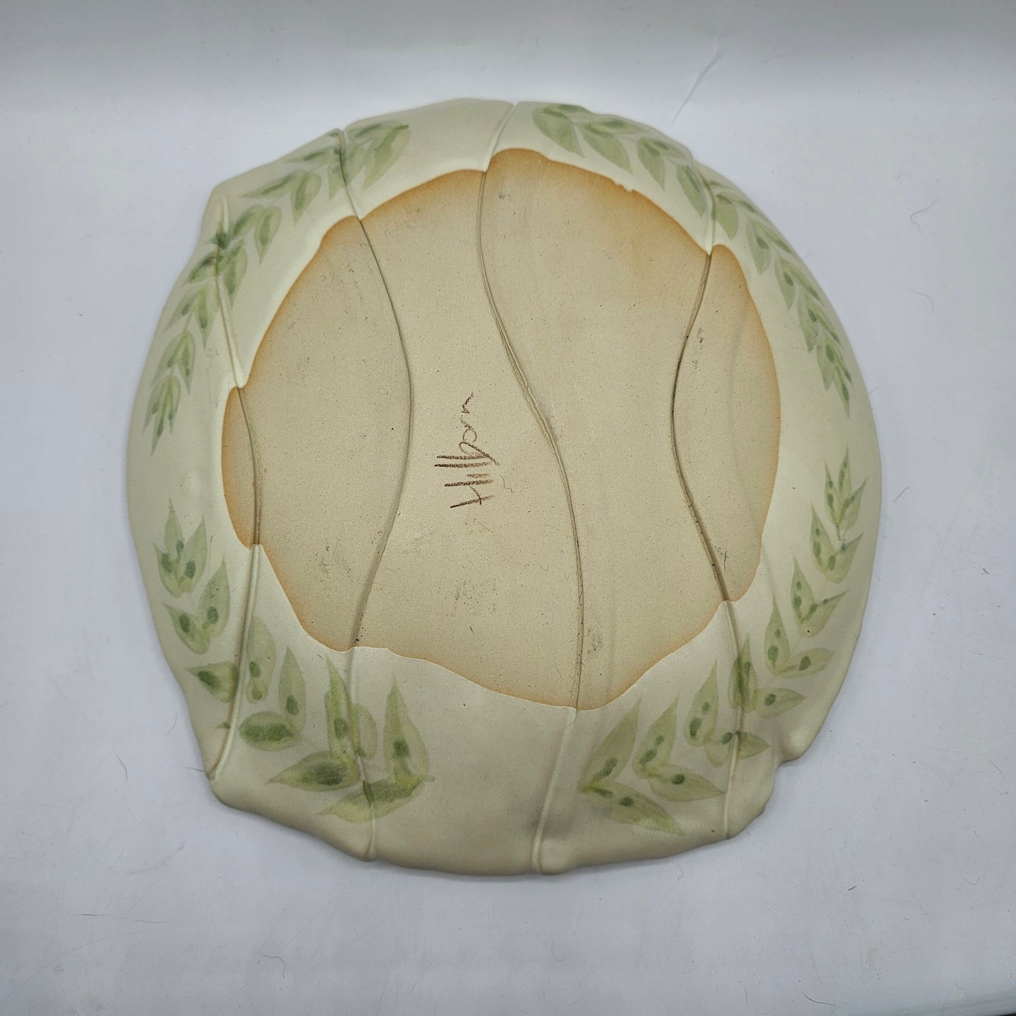 Hillborn Pottery of Canada Serving Platter with Rolled Edges and Fern Design