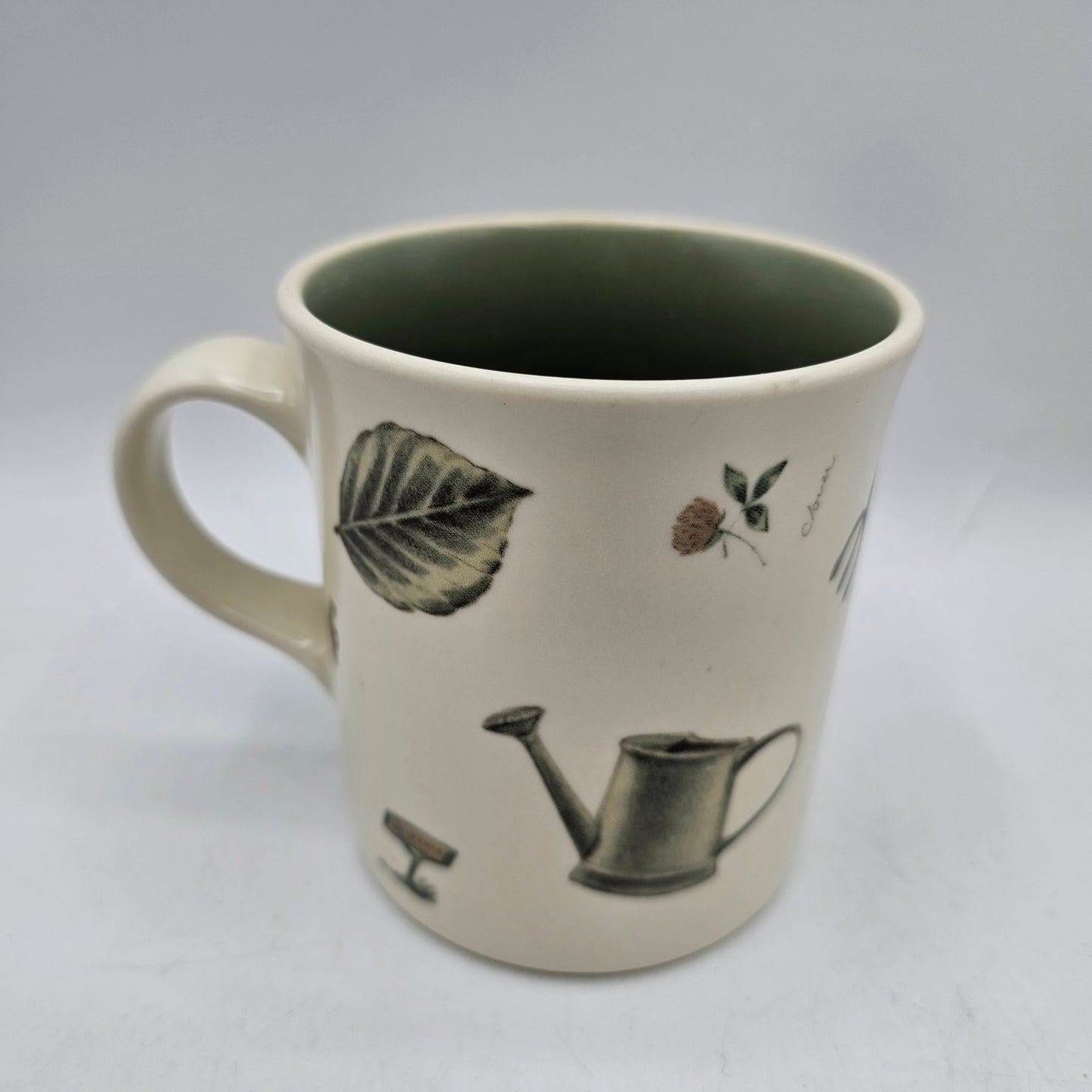 Pfaltzgraff Naturewood Garden Birdhouse Themed Ceramic Coffee Mug with Green Interior