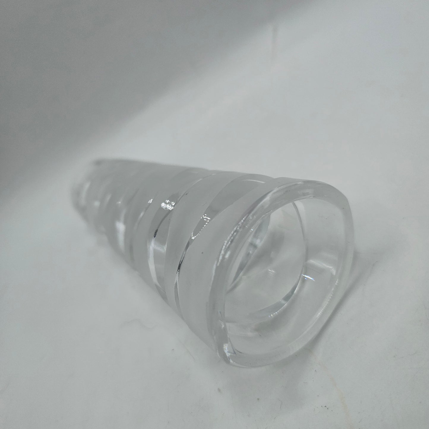 Wave Design Clear and Satin Glass Taper Candlestick by J Durand