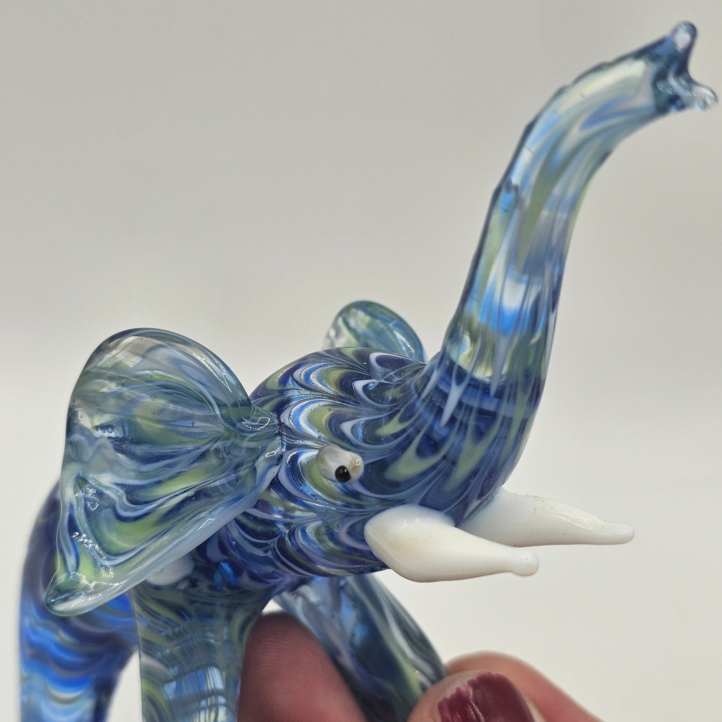 Lenox Art Glass Swirled Elephant Figurine - Blue