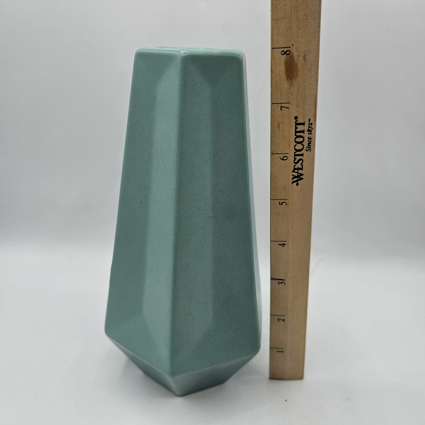 IKEA LIVSLÅNG vase in green with a faceted hexagon shape