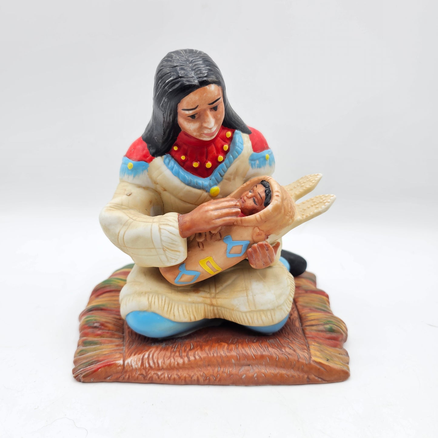American Heritage Native American Indian Mother and Child Porcelain Figurine - Numbered Limited Edition