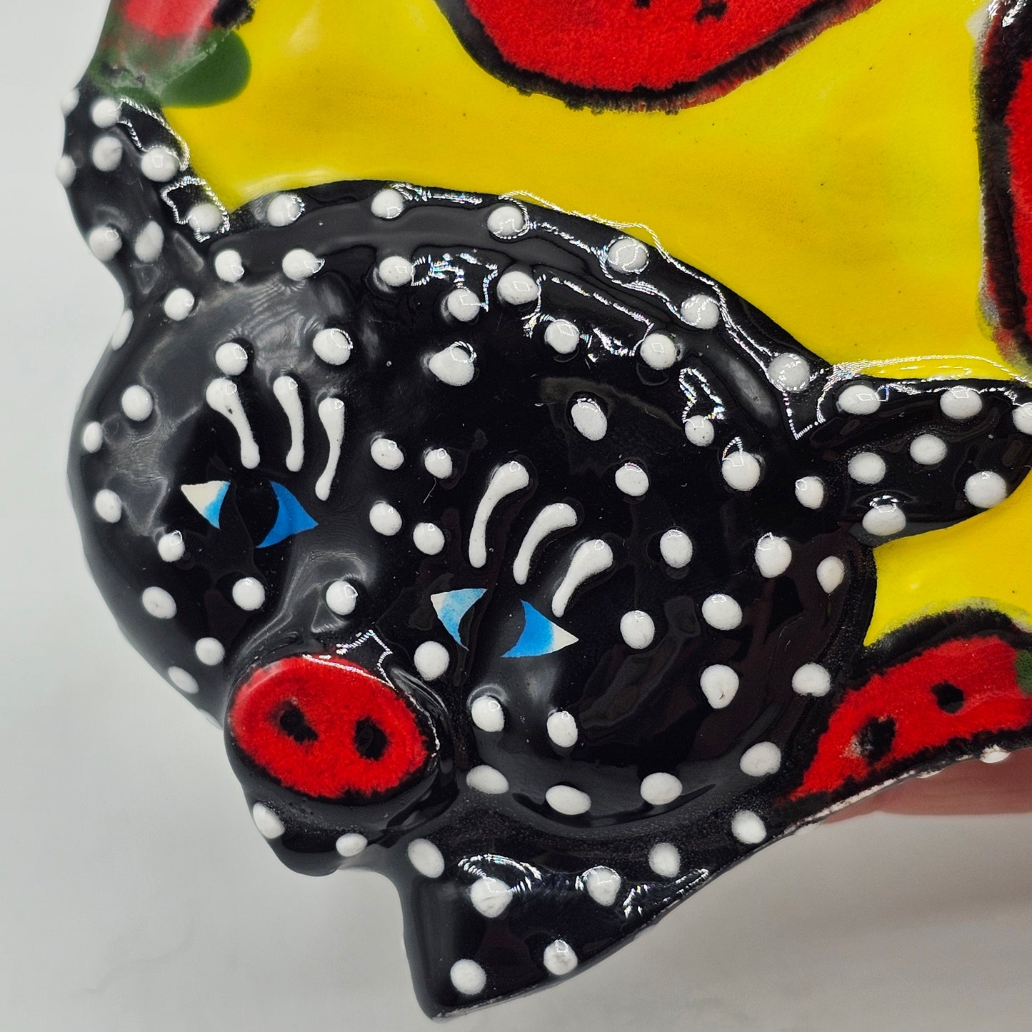 Anatoly Turov Art Ceramic Pig with Strawberries Magnet Limited Edition - San Francisco, California, 1999