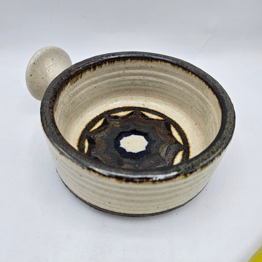Art Pottery Glazed Soup Bowl / Candle Holder or Wall Decor with Handle