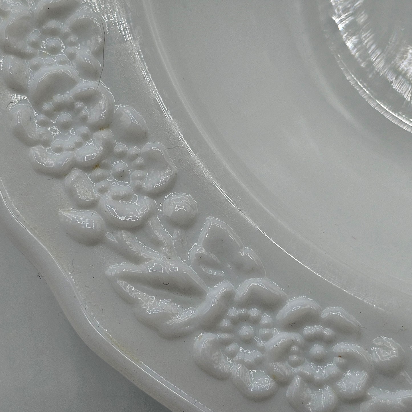 Indiana Glass Milk Glass Embossed Orange Blossom Fruit Bowl