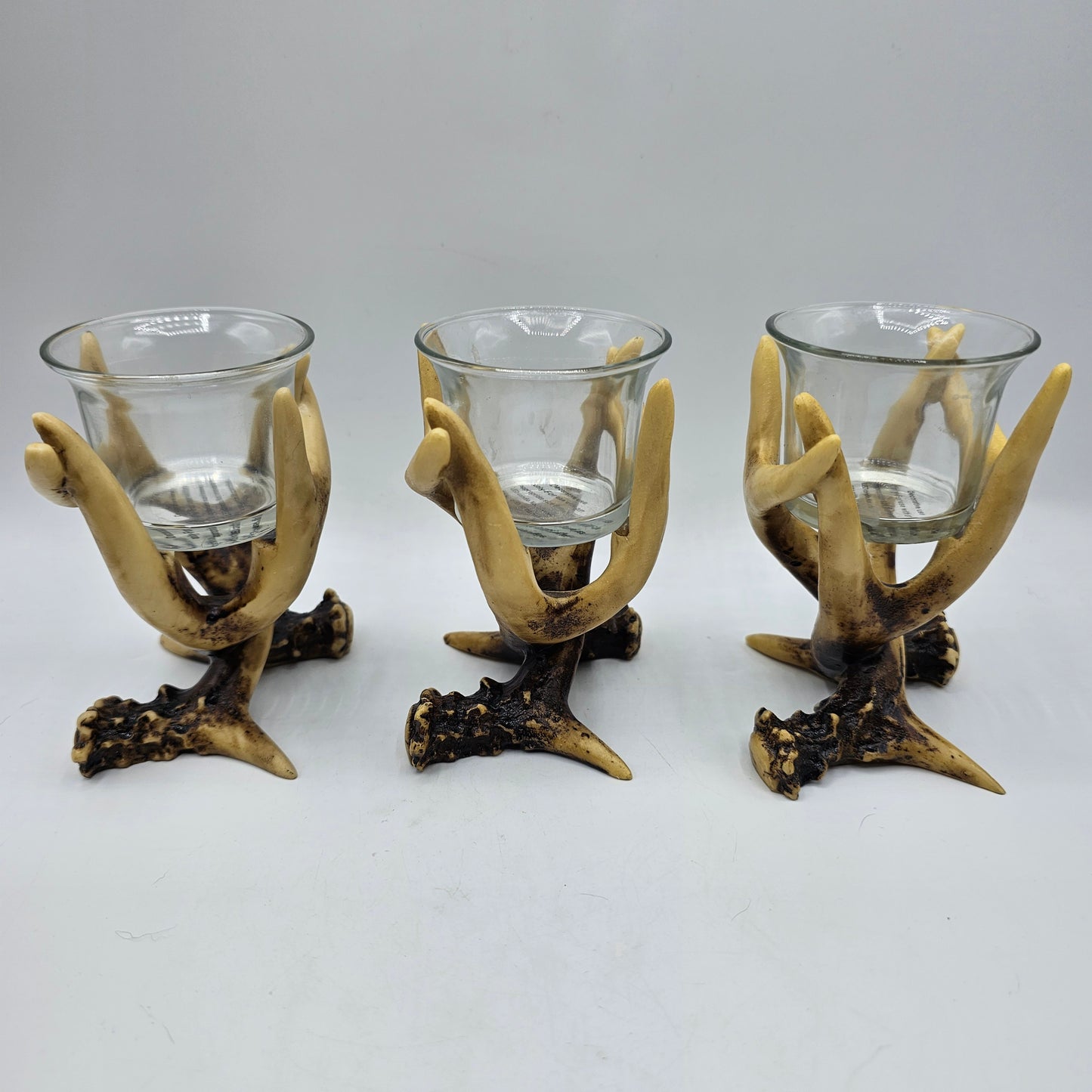 Entwined Antlers Votive Flicker Candle Holders - Set of 3