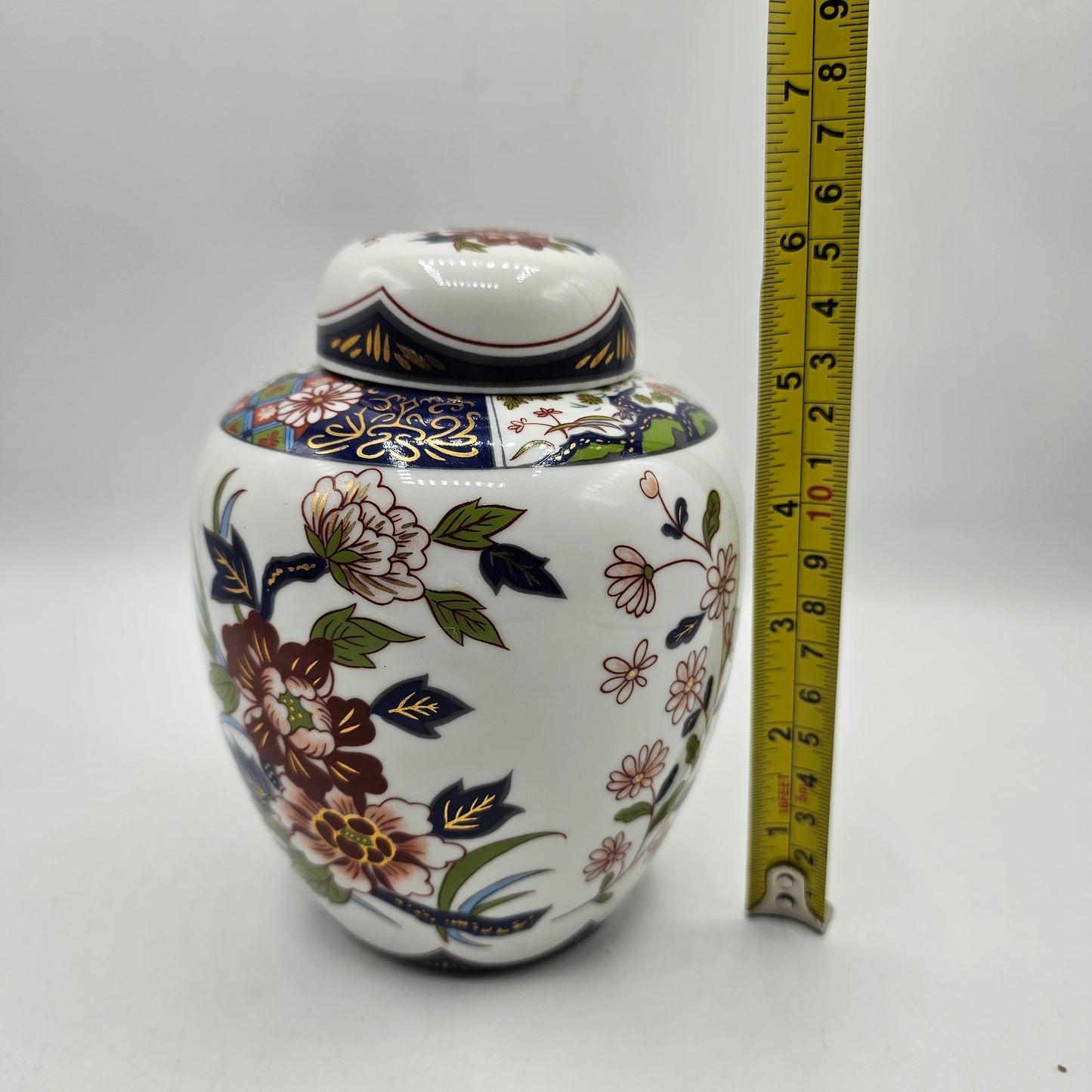 Floral Ceramic Lidded Asian Ginger Jar
