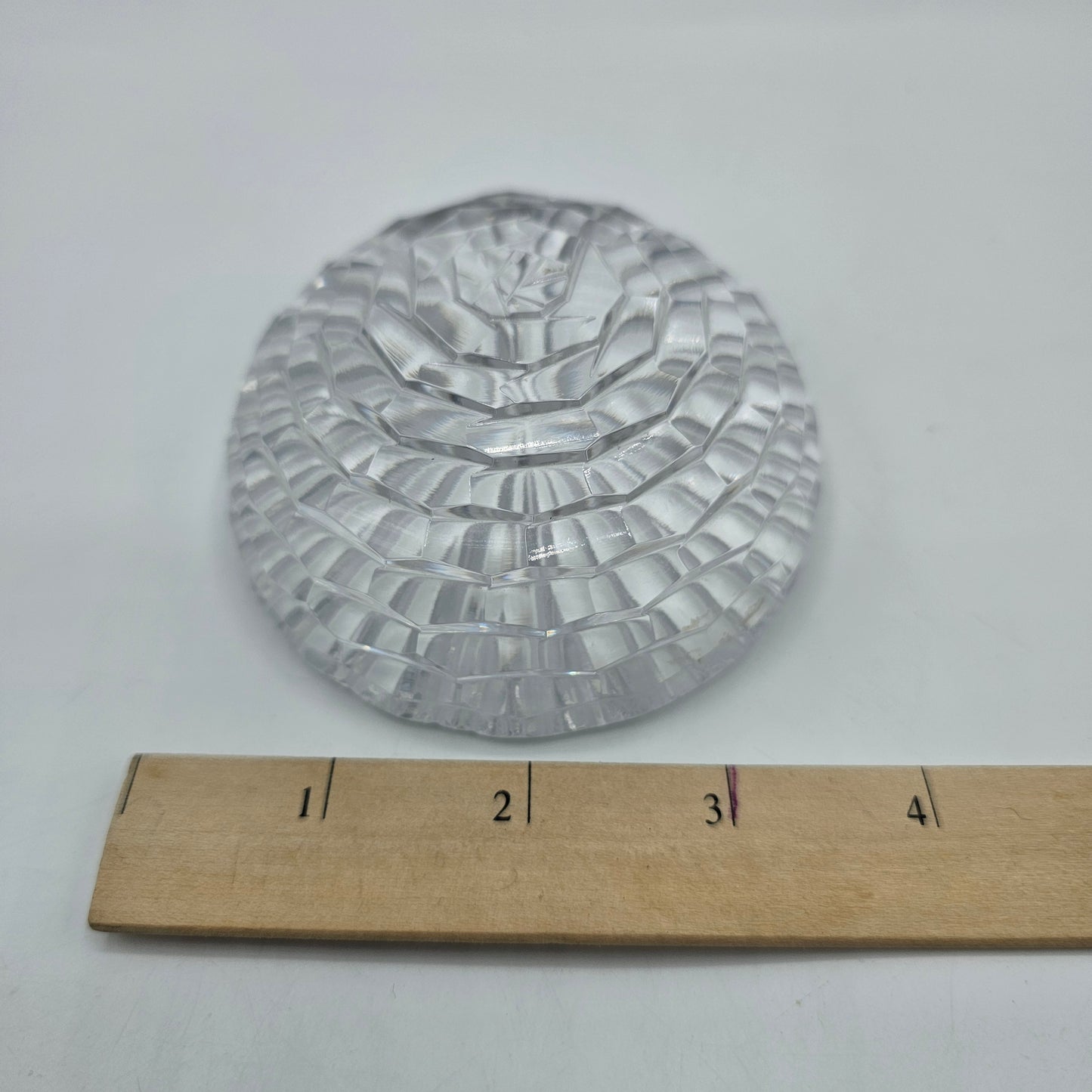 Vintage Leo Design Hand Cut Crystal Winter Rose Paperweight - Japan