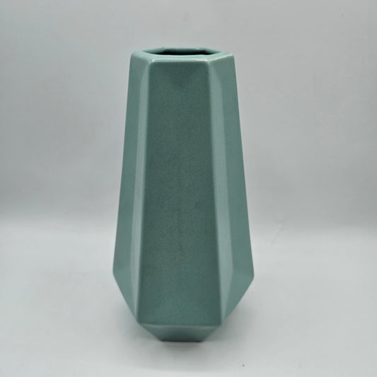IKEA LIVSLÅNG vase in green with a faceted hexagon shape