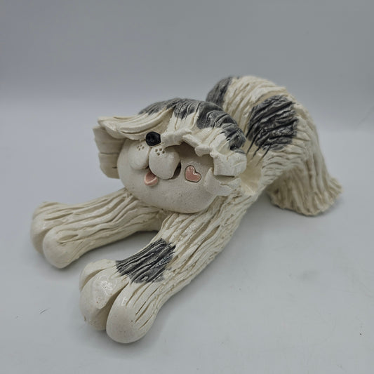 Old English Sheepdog Dog Pottery Business Card Holder Signed by Pence 1993