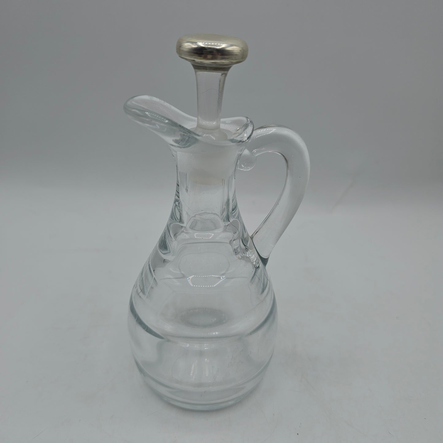 Clear Glass Cruet with Sterling Silver Topped Stopper