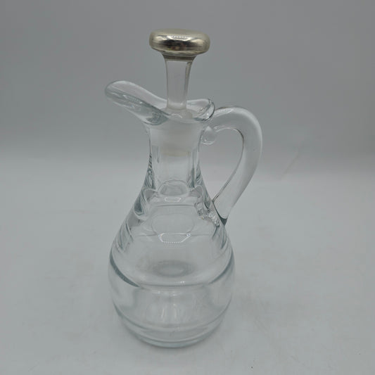 Clear Glass Cruet with Sterling Silver Topped Stopper