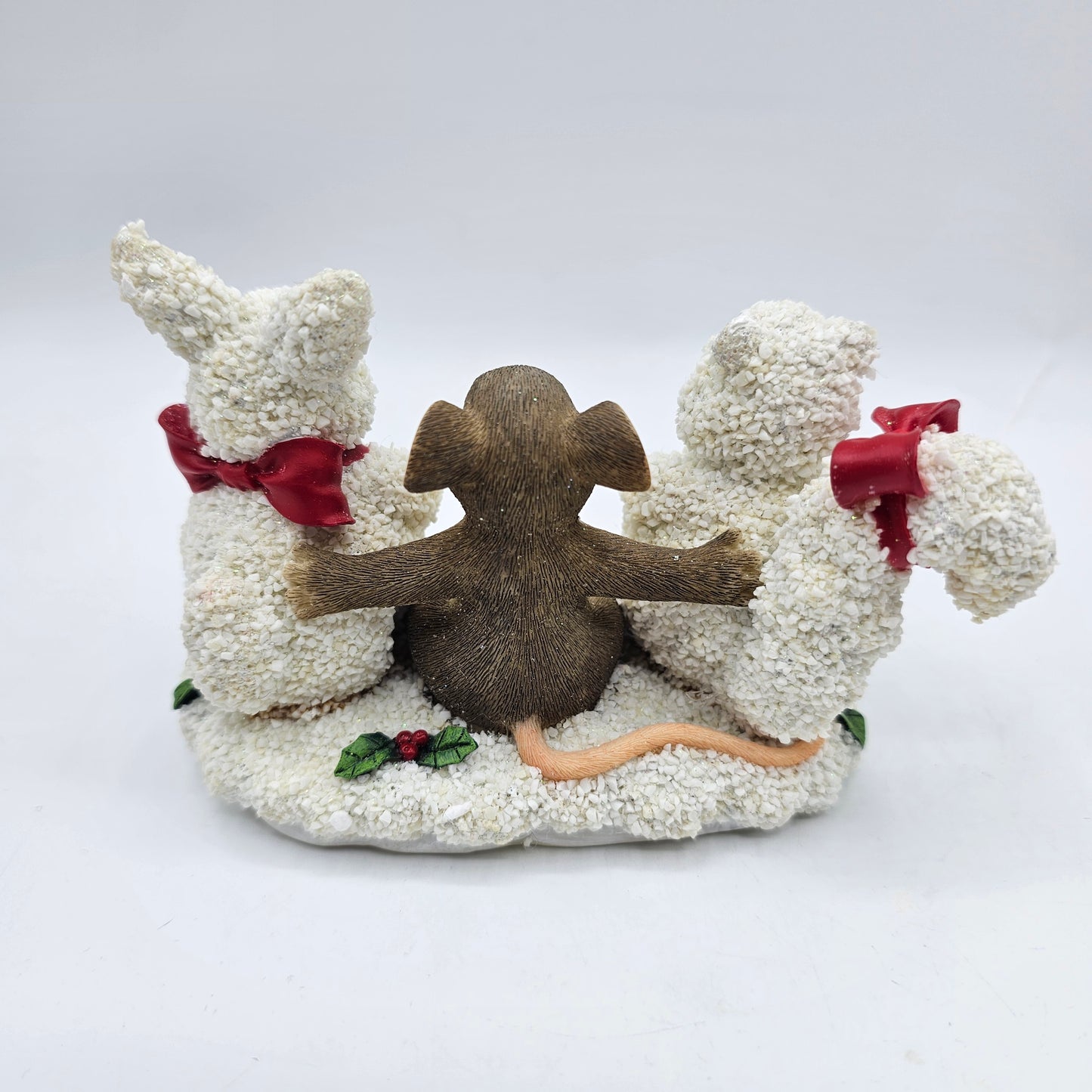 Charming Tails by Fitz and Floyd Frosty Friends Figurine - Mouse Building a Snowman Bunny and Squirrel
