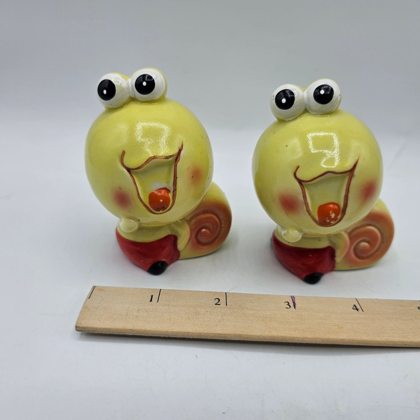 Vintage Japanese Anthropomorphic Cold Painted Snail Salt and Pepper Shakers
