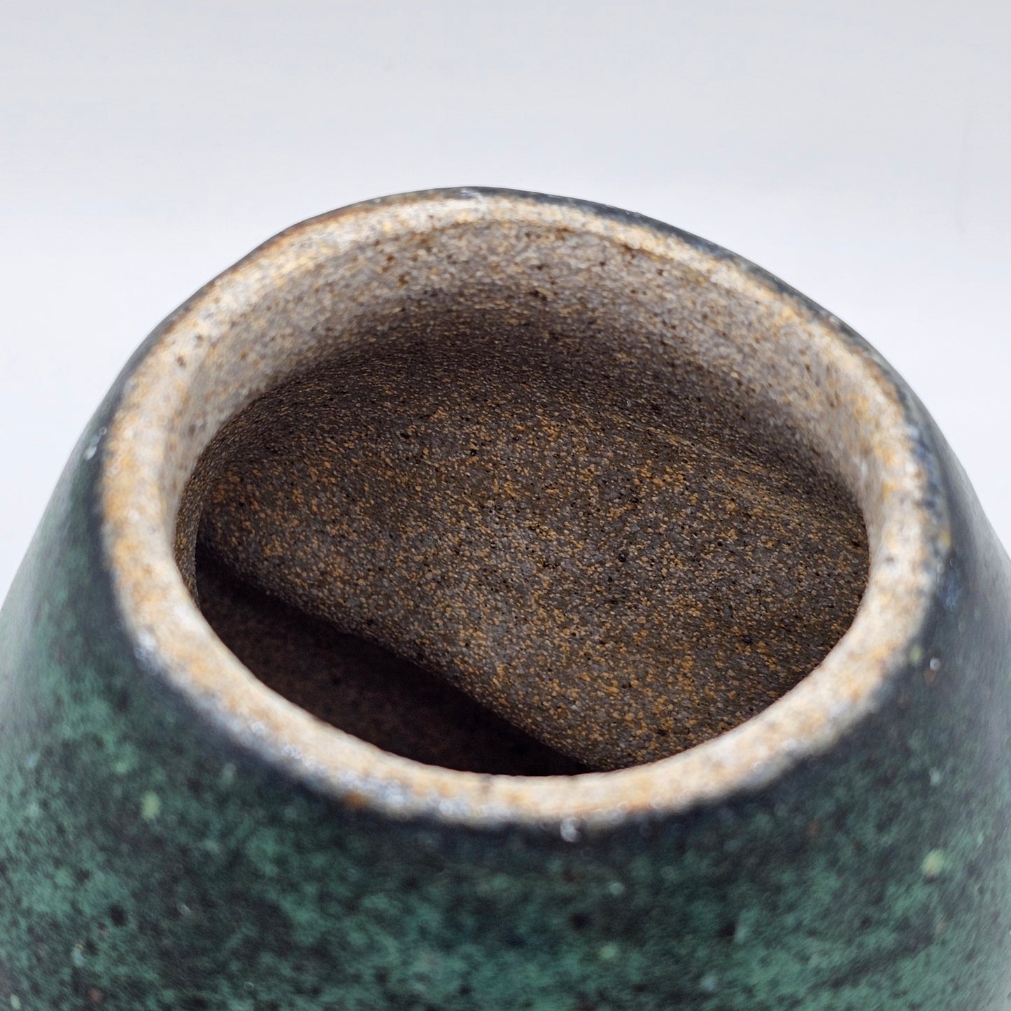 Artisan Pottery Green Squeezed Lidded Jar