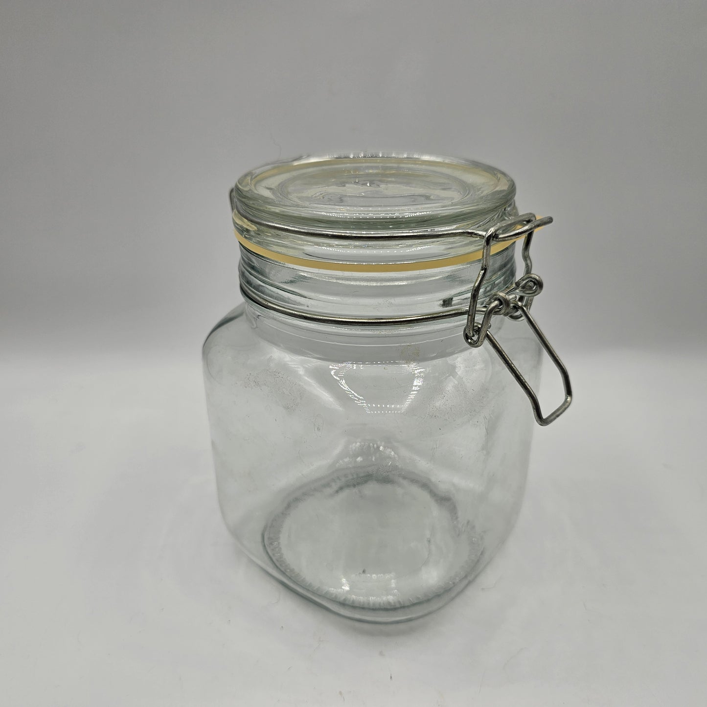 Vintage Wire Bail Glass Storage Jar with Rubber Gasket Seal
