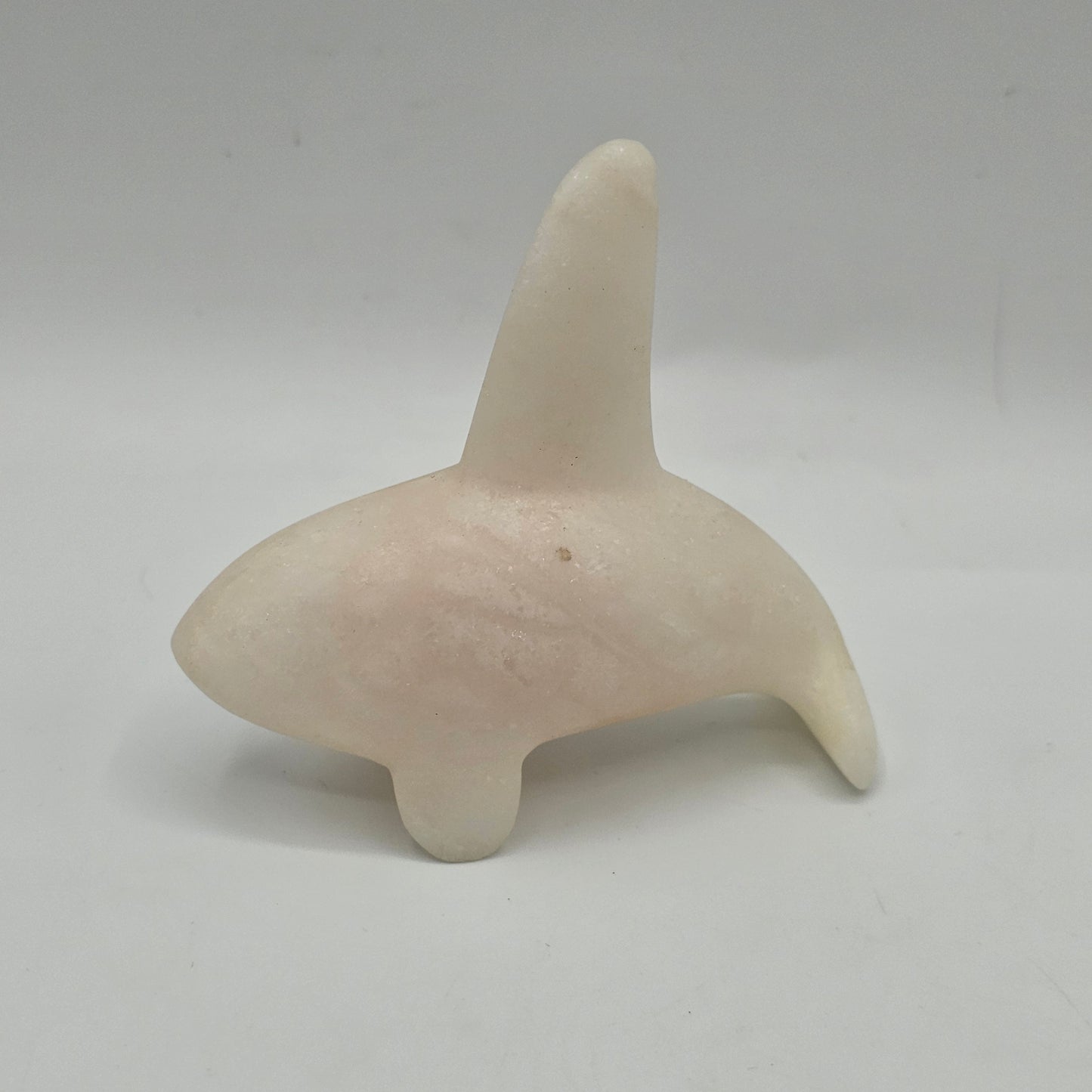 Red Sky Studios Polished Pink Stone Killer Whale Native American Fetish Figurine - Signed, 2005