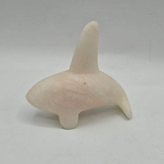 Red Sky Studios Polished Pink Stone Killer Whale Native American Fetish Figurine - Signed, 2005