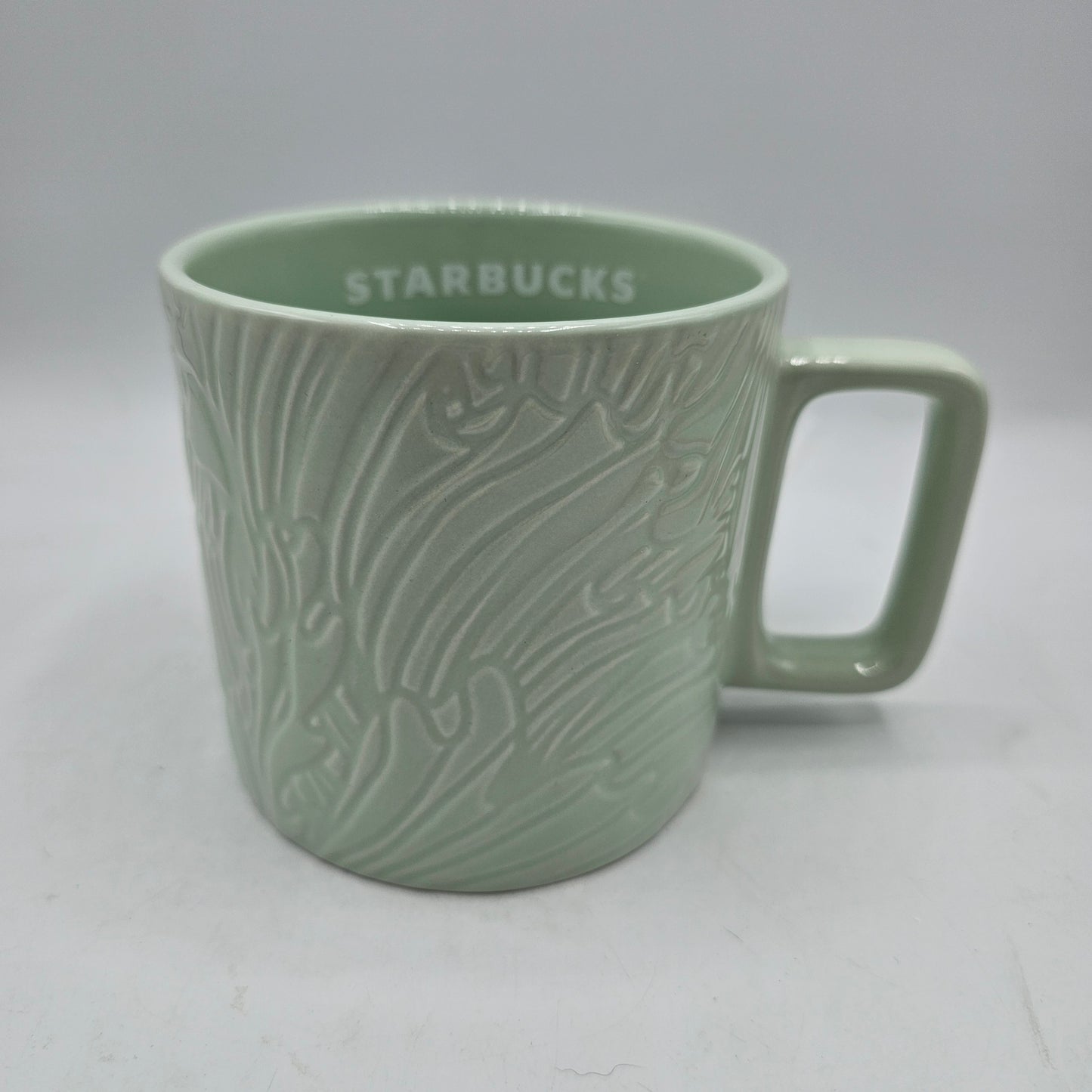 Starbucks Light Green Wood Grain Textured Mug - 14oz - 2022