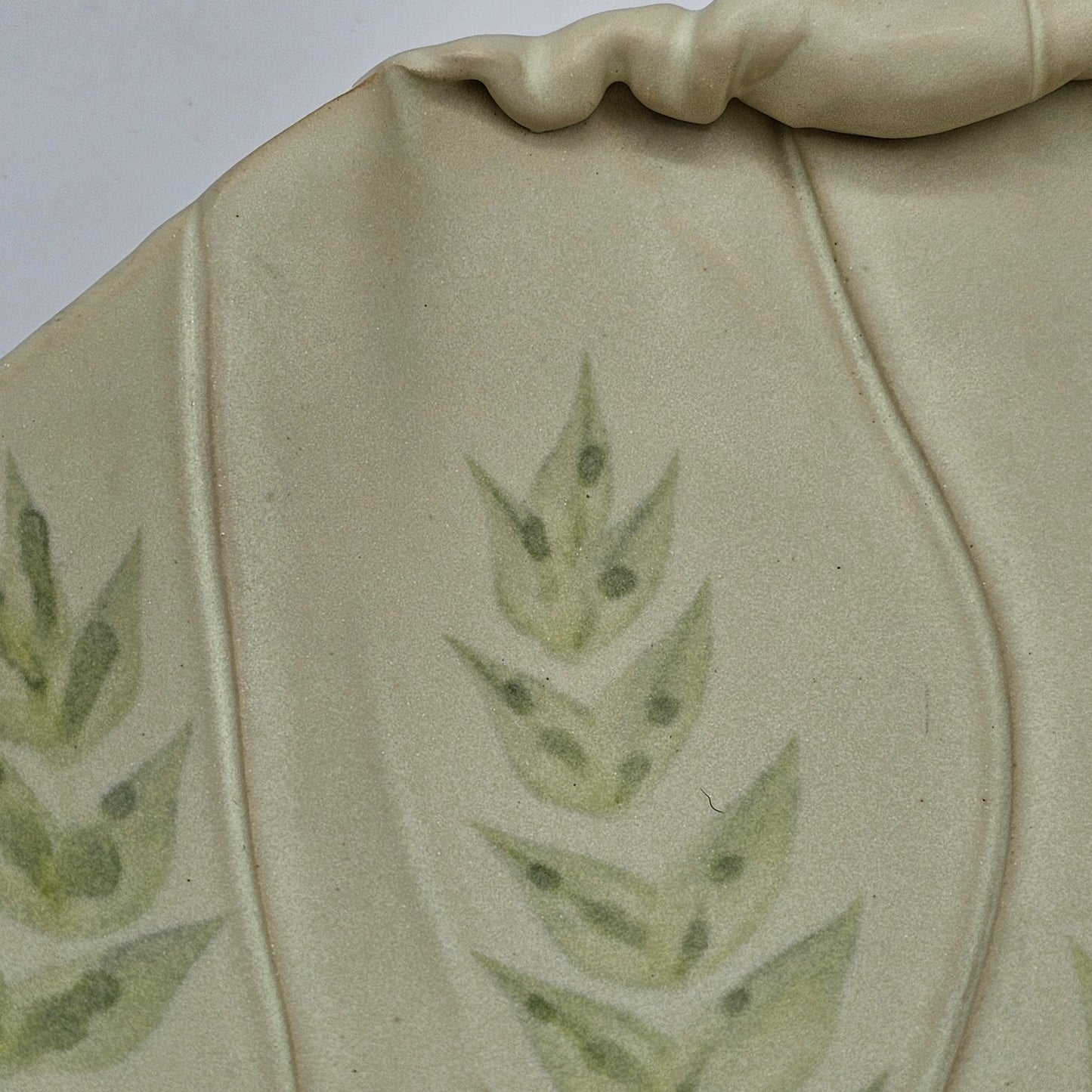 Hillborn Pottery of Canada Serving Platter with Rolled Edges and Fern Design