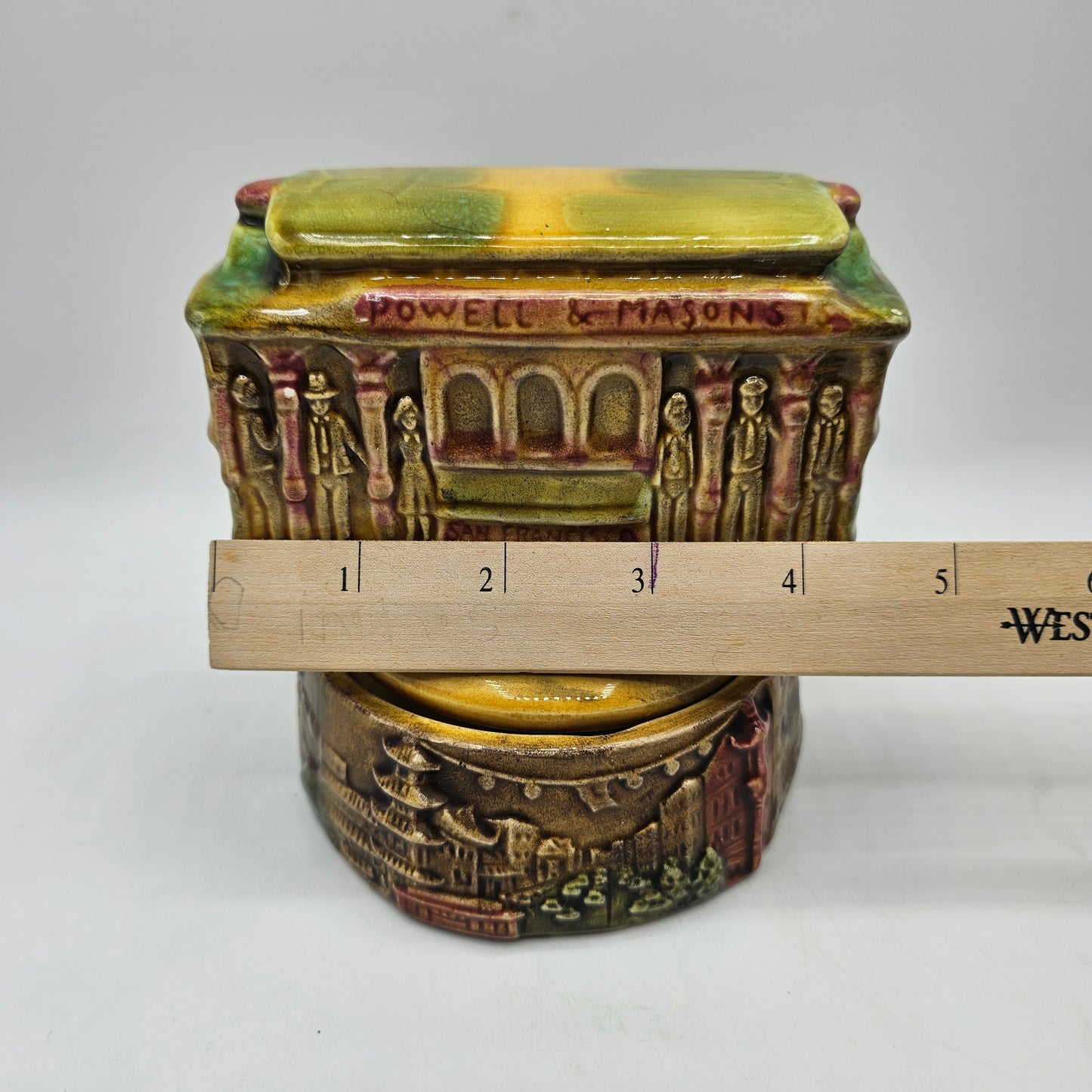 Vintage San Francisco Music Company Powell & Hyde Porcelain Rotating Music Box Street Car Trolley